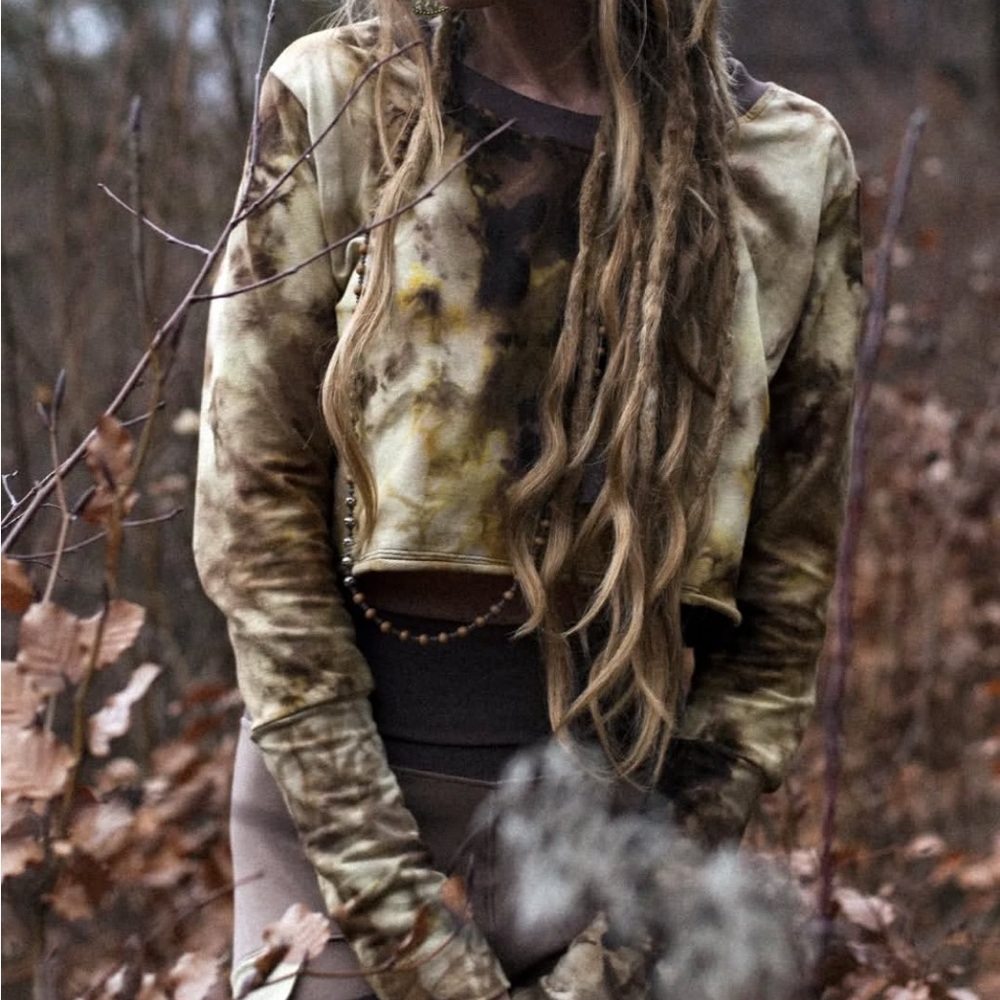 Handmade dyed long sleeve shirt with wrist details